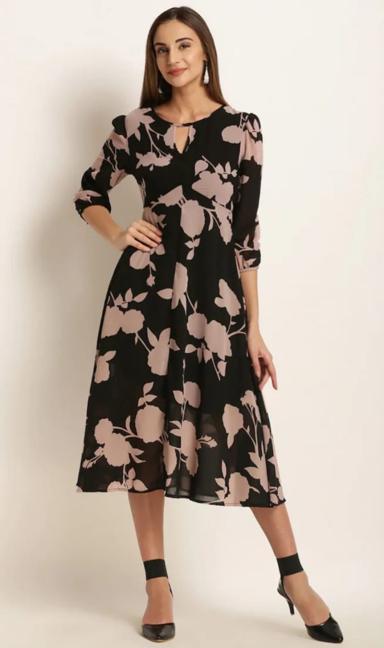 Black Floral Dress - Prada - s - black